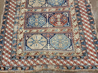 3' 4" X 4' 11" Antique Handmade Shirvan Kazak Caucasian Wool Rug Colorful - Jewel Rugs