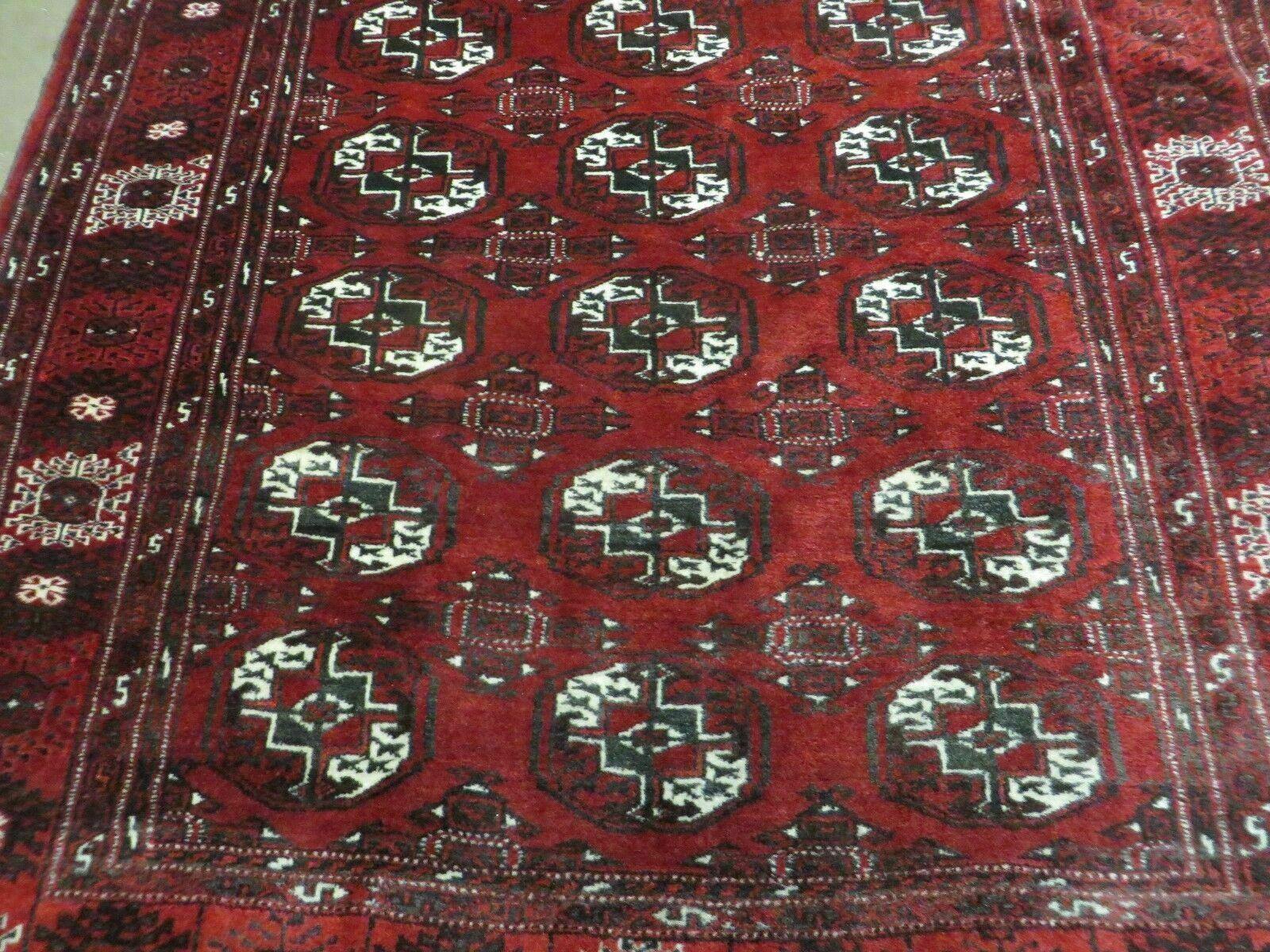 4' 5" X 5' 7" Semi Antique Handmade Afghan Yamud Turkoman Bokhara Wool Rug - Jewel Rugs