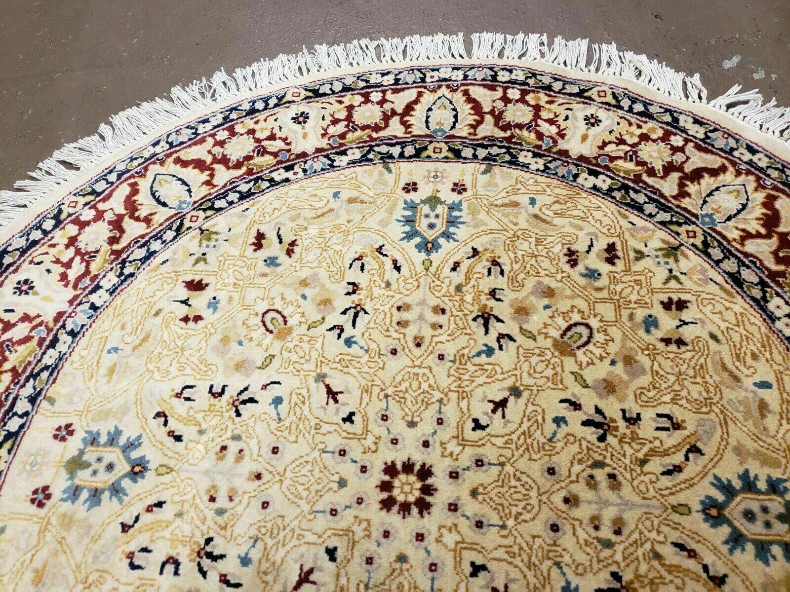 3' Handmade Fine India Knotted Wool Rug Carpet Round Silk Accent Beauty - Jewel Rugs