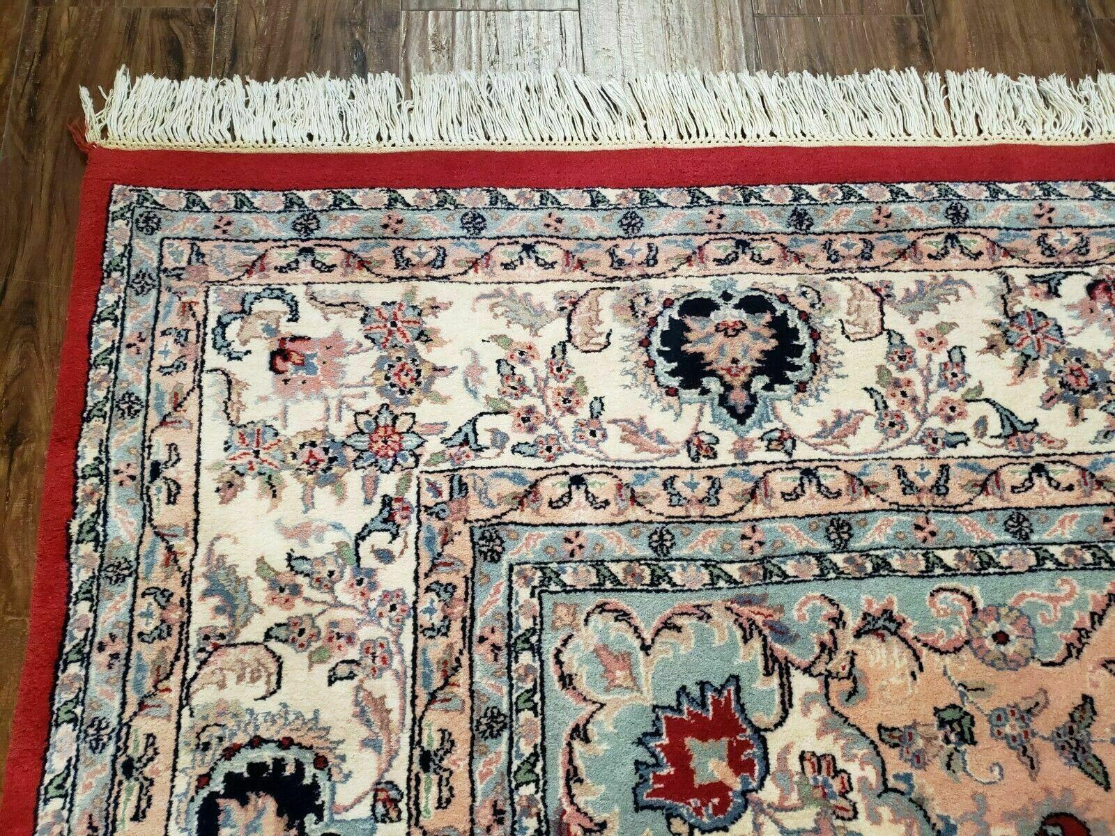 9' X 12' Vintage Handmade India Medallion Wool Rug Vegetable Dyes Nice Red - Jewel Rugs