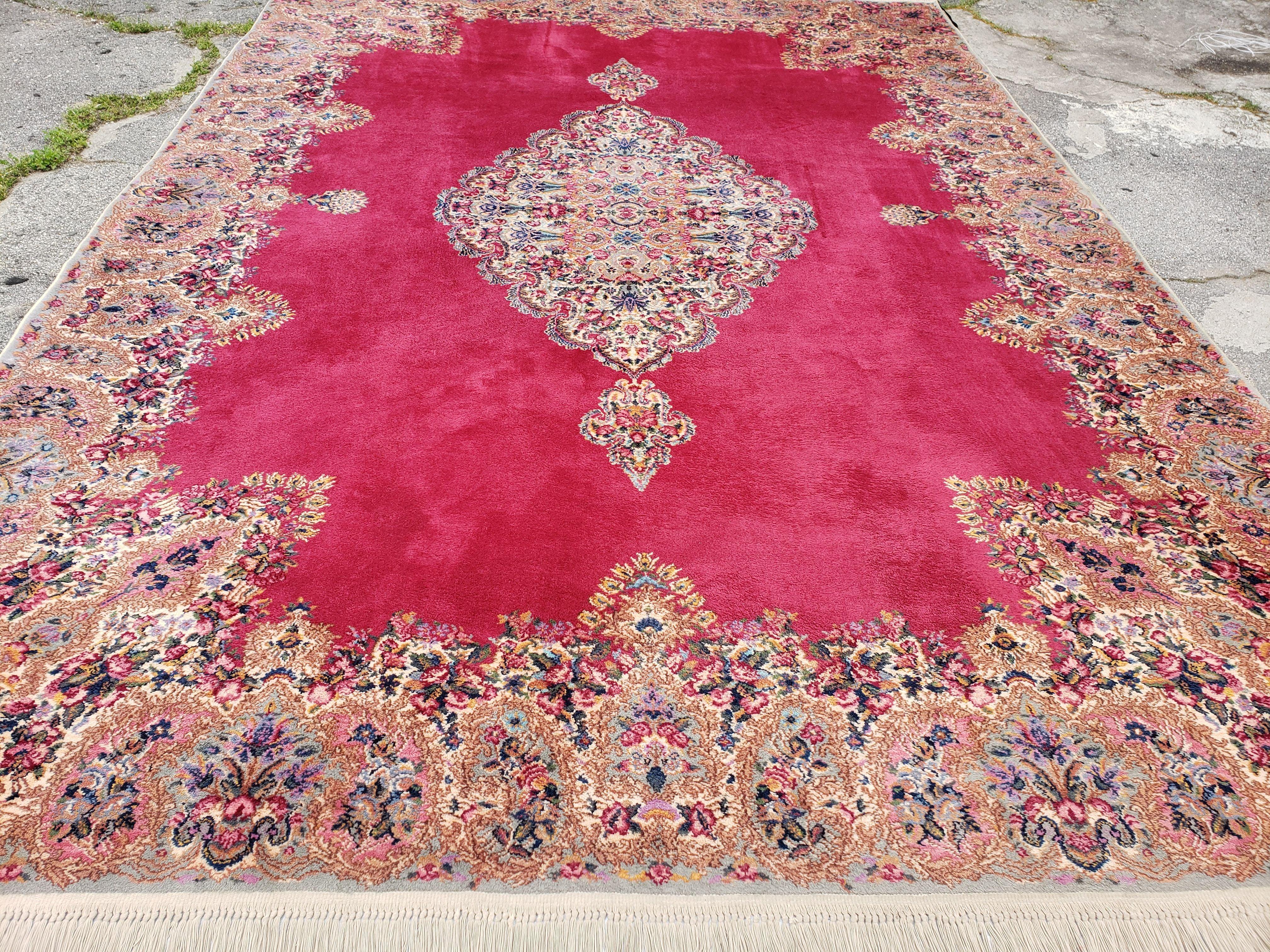 10x14 Karastan Rug Red Medallion Kirman #762 Wool Karastan Carpet Vintage 10 x 14 Area Rug - Jewel Rugs