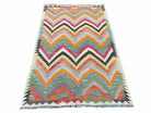 3x5 Kilim Rug, Colorful Kilim Rug 3x5 Multicolor Turkish Kilim Rug 3 x 5 Flatweave Kilim 5x3 Zigzag Kilim Wool Kilim New Playroom Rug Nice - Jewel Rugs