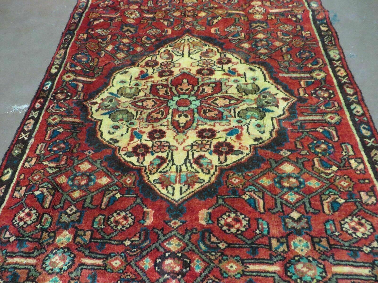 3' X 10' Antique Handmade Turkish Wool Rug Veg Dye Runner Red Nice - Jewel Rugs