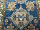 Blue Vintage Persian Hamadan Rug, Wool, Hand-Knotted, 4x6 ft - Jewel Rugs