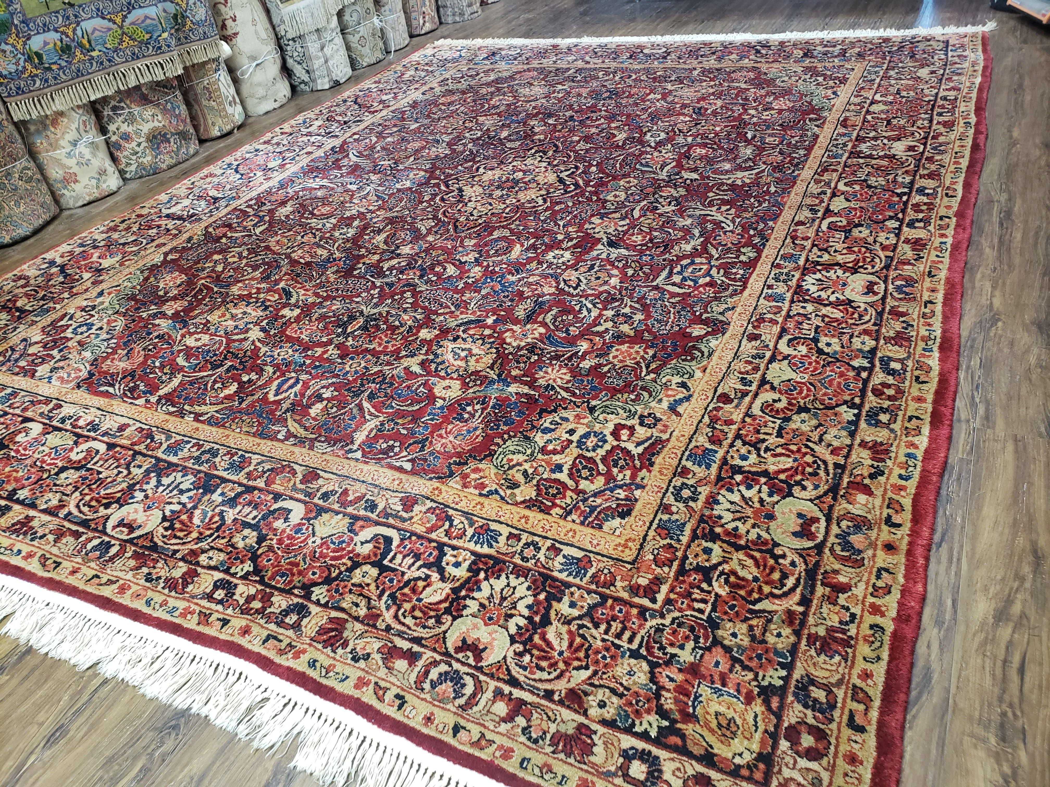 9' X 11' 5" Antique Authentic Handmade Wool Rug Floral Red Organic Nice - Jewel Rugs