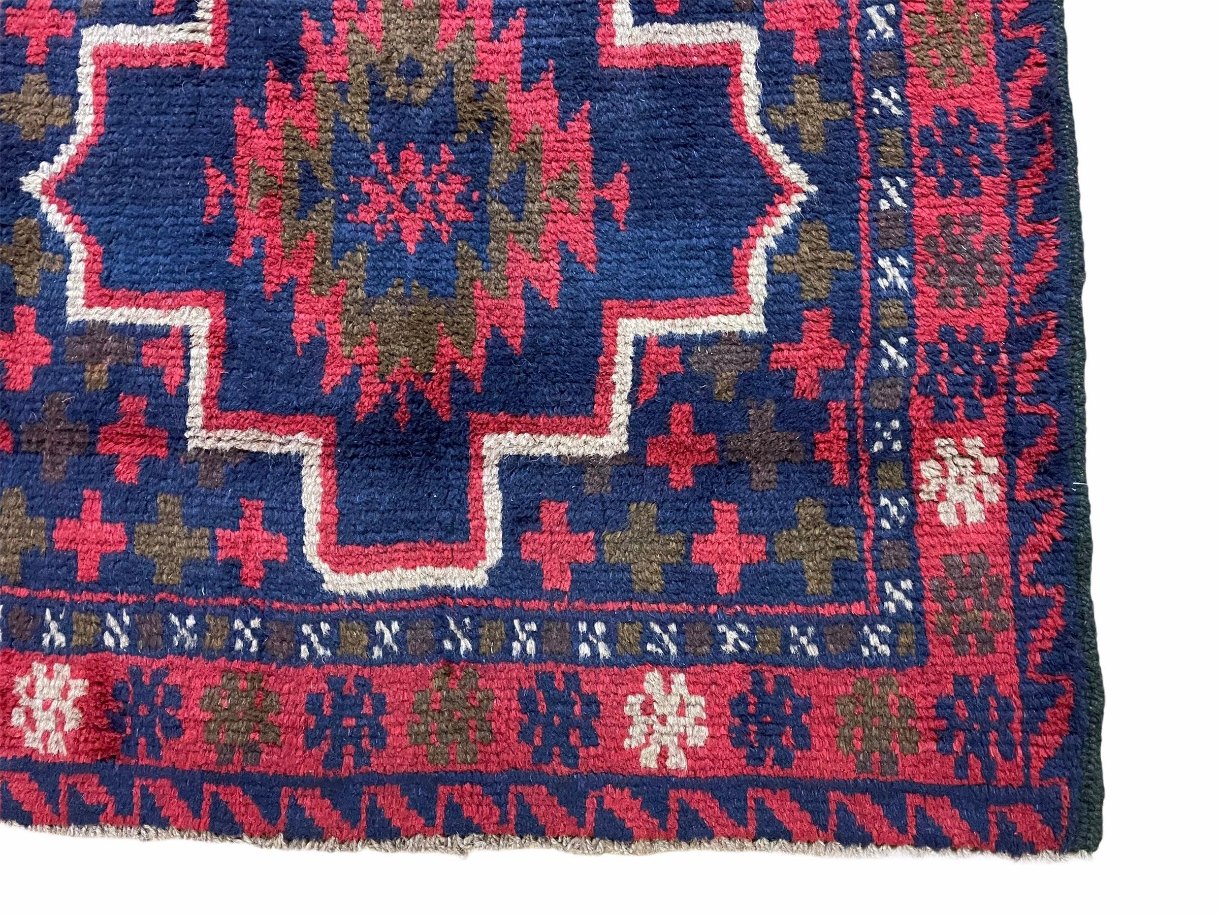 2' 9" X 4' 5" Vintage Handmade Tribal Wool Rug Balouchi Rug Afghan Rug Red Blue - Jewel Rugs