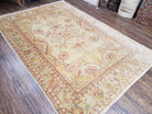 6x9 Top Quality Turkish Oushak Wool Rug Decorative Organic Dye Floral Beige Gold - Jewel Rugs