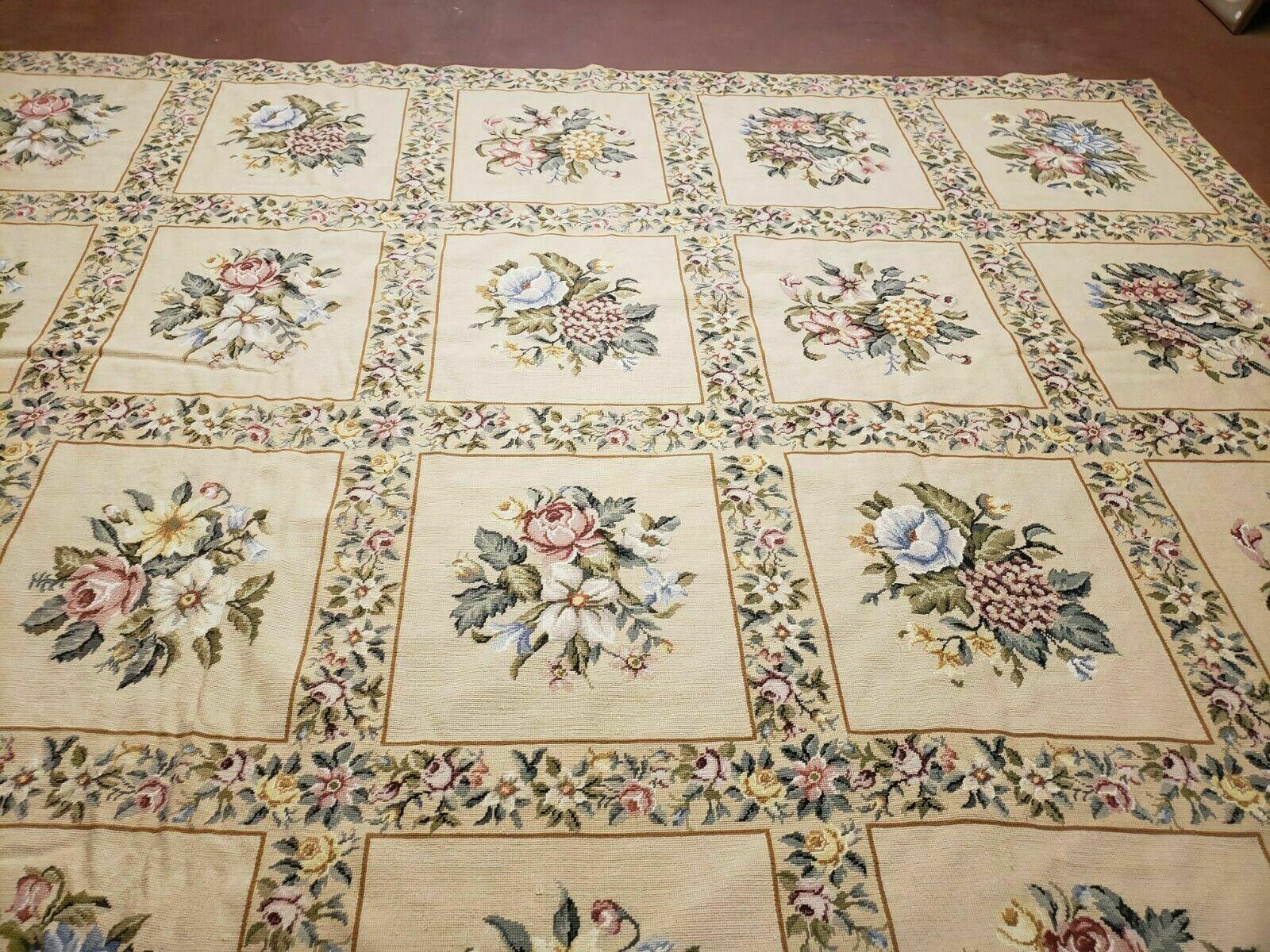 9' X 12' Handmade French Aubusson Savonnerie Garden Design Needlepoint Rug Nice - Jewel Rugs