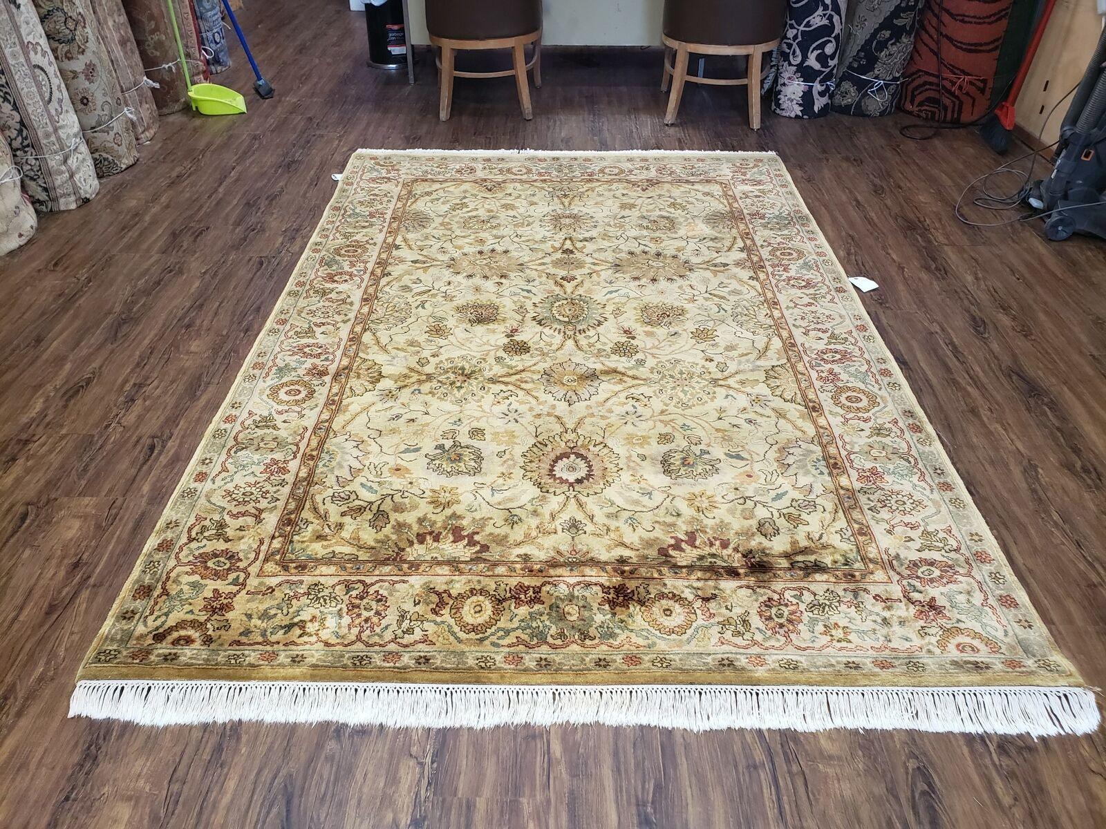 6' X 9' Vintage Oriental Floral Handmade Wool Rug Vegetable Dye Tea Washed Nice - Jewel Rugs