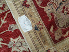 9' X 12' Handmade Pak Peshawar Oushak Wool Rug Oatmeal Beige Red Organic Nice - Jewel Rugs