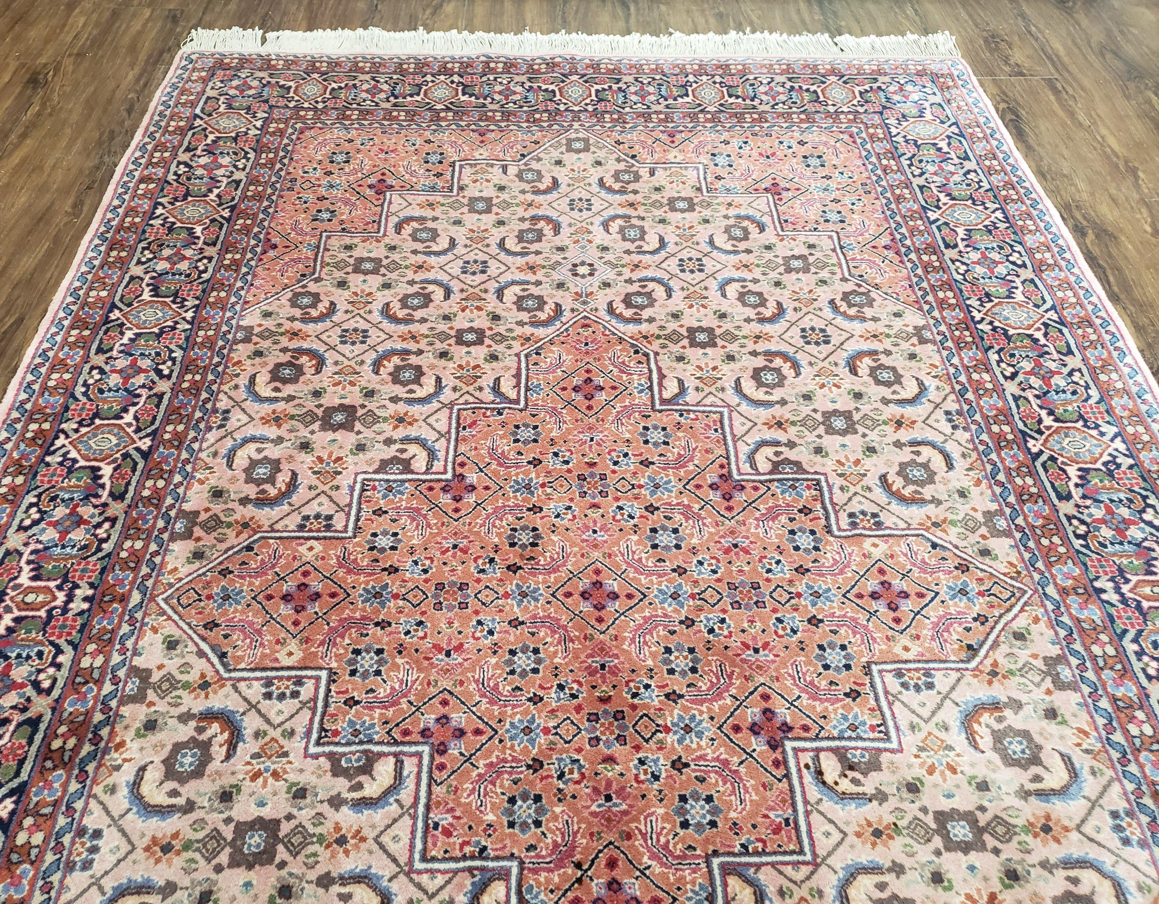 Indo Persian Rug 5x8, Light Pink Indian Carpet, Handmade Vintage 1960s Rug, Wool Fine Oriental Rug, Allover Traditional Rug, Hand-Knotted - Jewel Rugs