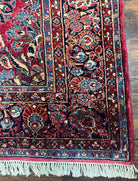 Persian Sarouk Rug 8x12, 1920s Antique Red Persian Carpet, Floral Allover Handmade Wool Oriental Rug, Room Sized Rug, Traditional Living Room Rug - Jewel Rugs