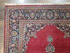 Semi Antique Persian Kashan Rug 4.5 x 7, Red and Navy Blue Persian Carpet, Medallion with Open Field, High Quality, Wool Hand Knotted Vintage Nice - Jewel Rugs