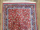 Antique Persian Sarouk Vintage Runner Rug, 2' 7" x 10' 3", Red with Dark Blue Floral Design - Jewel Rugs