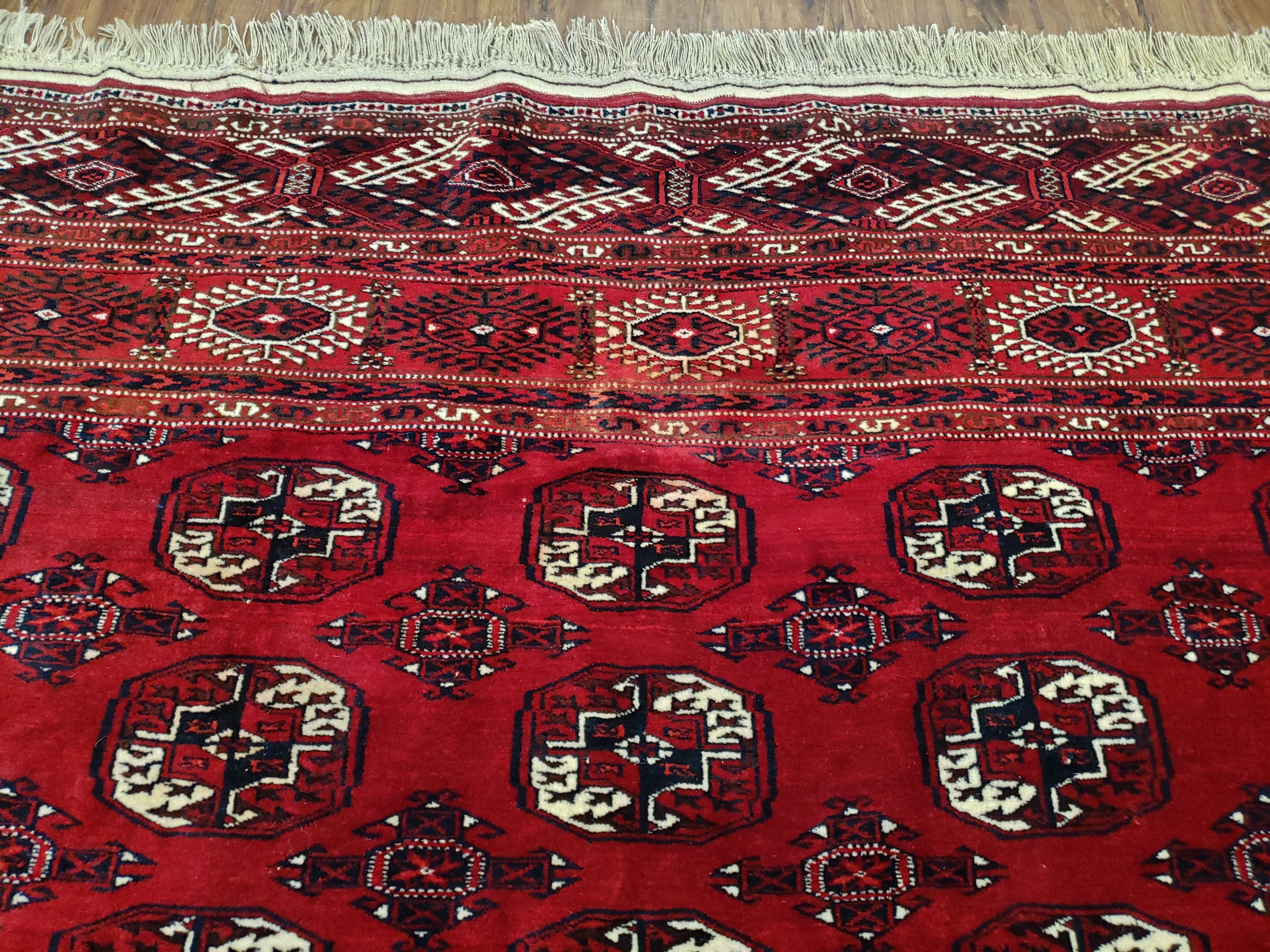 Semi Antique Red Turkoman Area Rug, Hand-Knotted, 8' x 12' 5" - Jewel Rugs