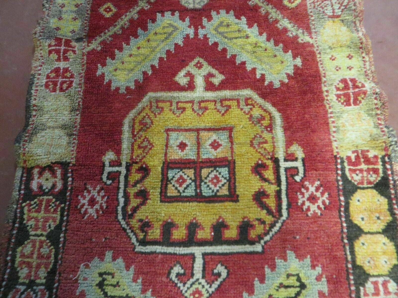 21" X 37" Antique Handmade Turkish Oushak Oshak Yastik Wool Rug Mat Turkey Nice - Jewel Rugs