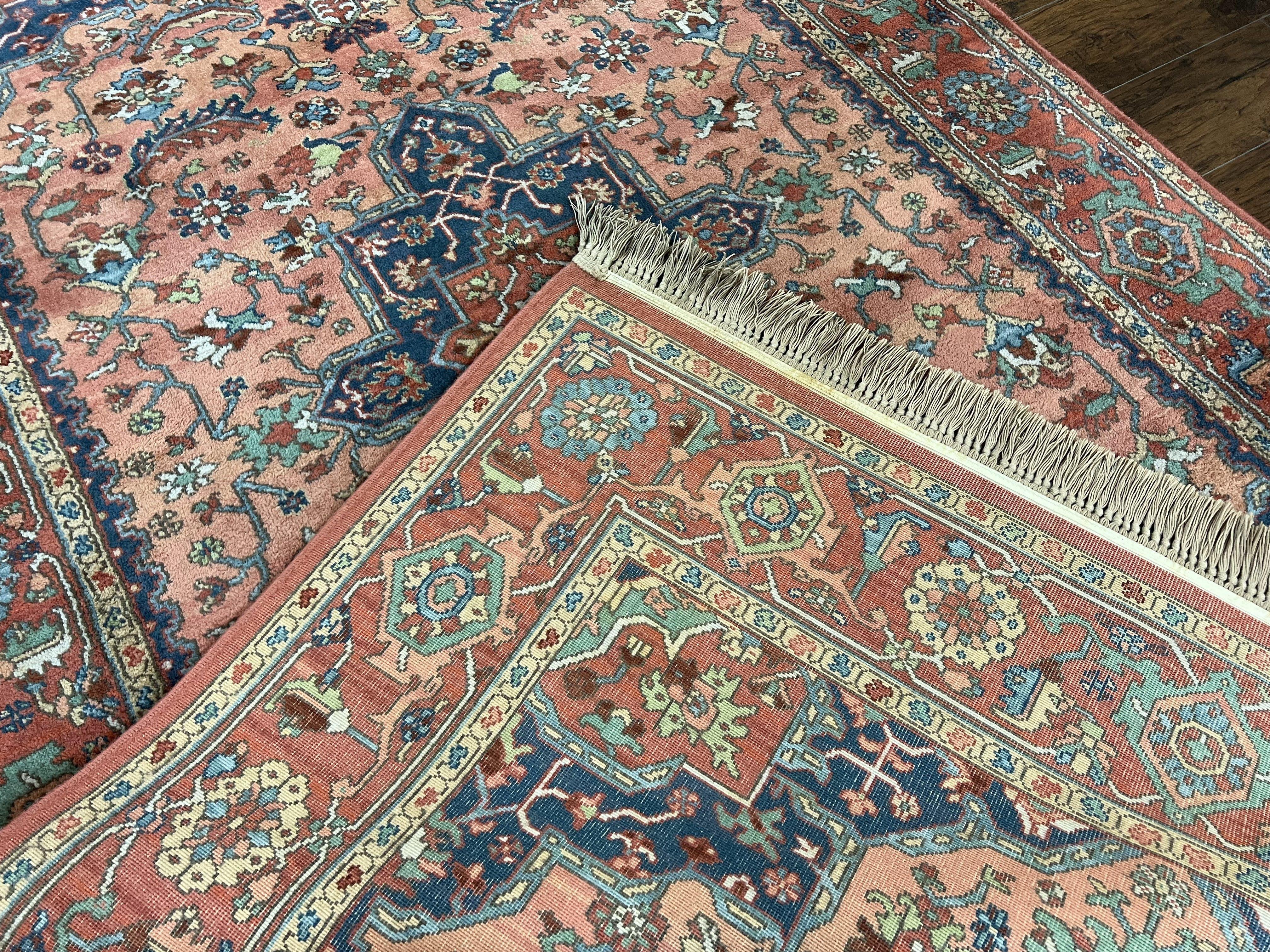 Karastan Medallion Serapi Rug #736, Wool Karastan Carpet 5.9 x 9, Discontinued Original 700 Series Karastan Area Rug 6x9 Vintage, Red Blue - Jewel Rugs