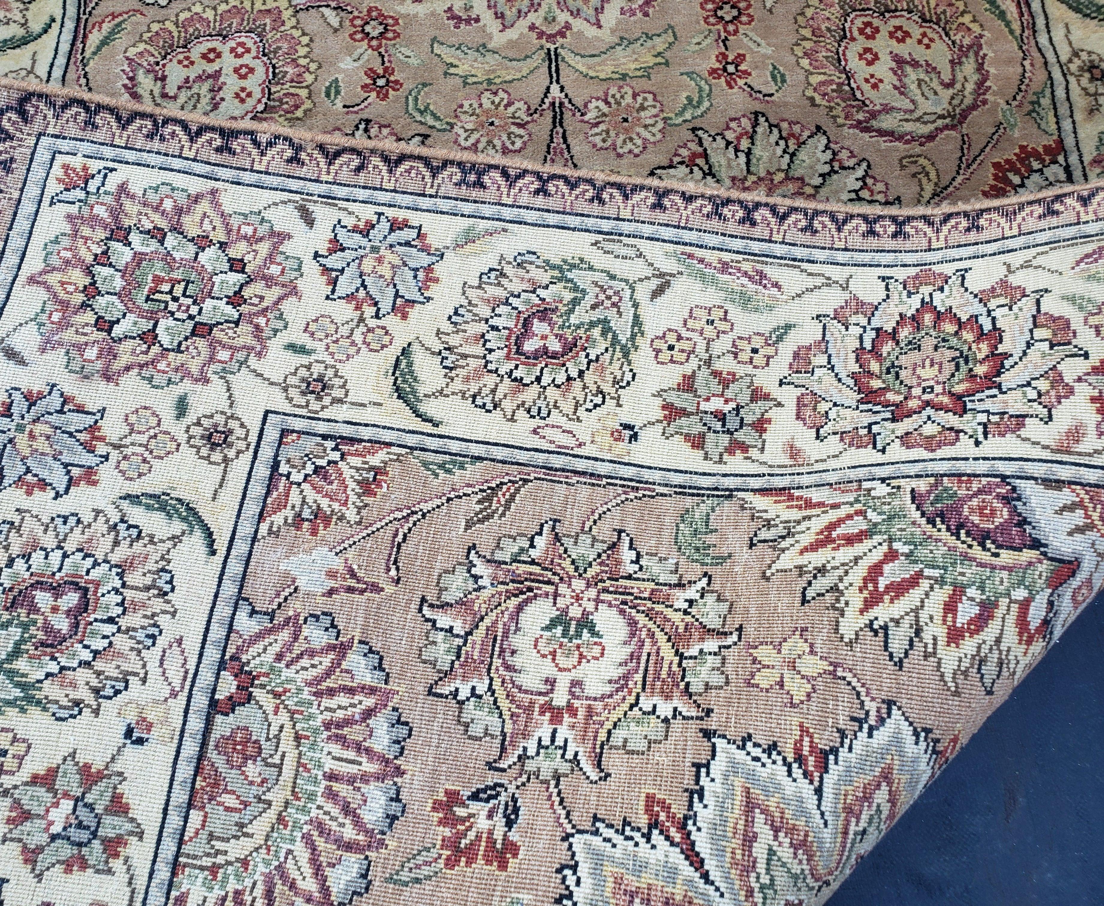 Vintage Very Long Runner 27' ft, Hand-Knotted, Light Salmon Pink & Beige, Indo Mahal Rug, Indian Carpet, Persian Oriental Design, 4' x 27' - Jewel Rugs