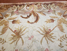 7' 7" x 9' 8" Needlepoint Rug Floral Beige Flat Weave Carpet 8x10 Handmade New Area Rug - Jewel Rugs