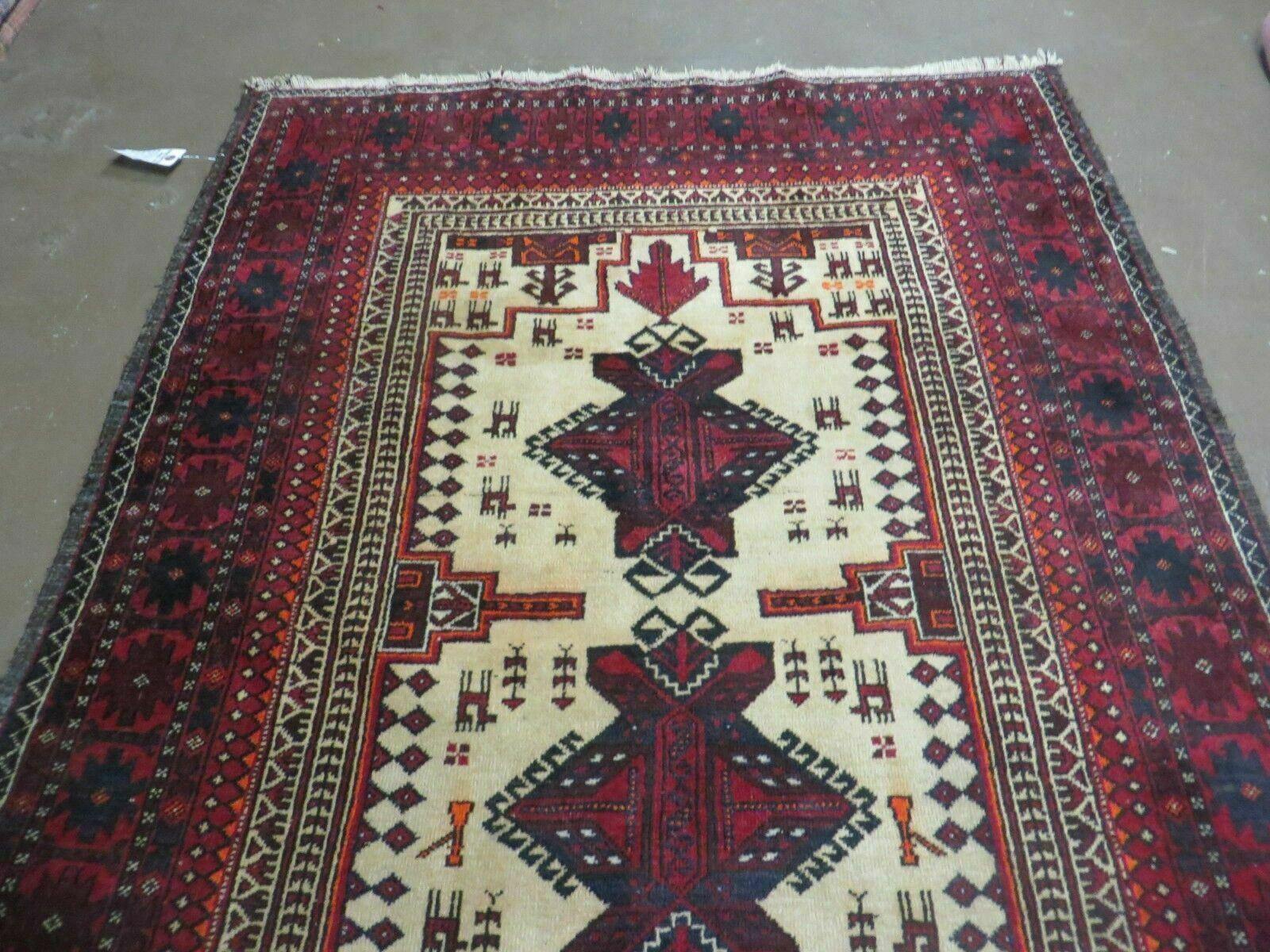 4' X 7' Vintage Handmade Pakistan Turkoman Bokhara Balouch Woven Wool Rug Nice - Jewel Rugs