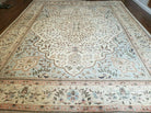 10' X 13' Vintage Handmade Indian Amritsar Wool Rug Oatmeal Soft Blue - Jewel Rugs