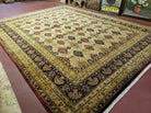 9' X 12' One-Of-A-Kind Hand-Knotted Indian Wool Rug Floral Agra Vegetable Dyes - Jewel Rugs