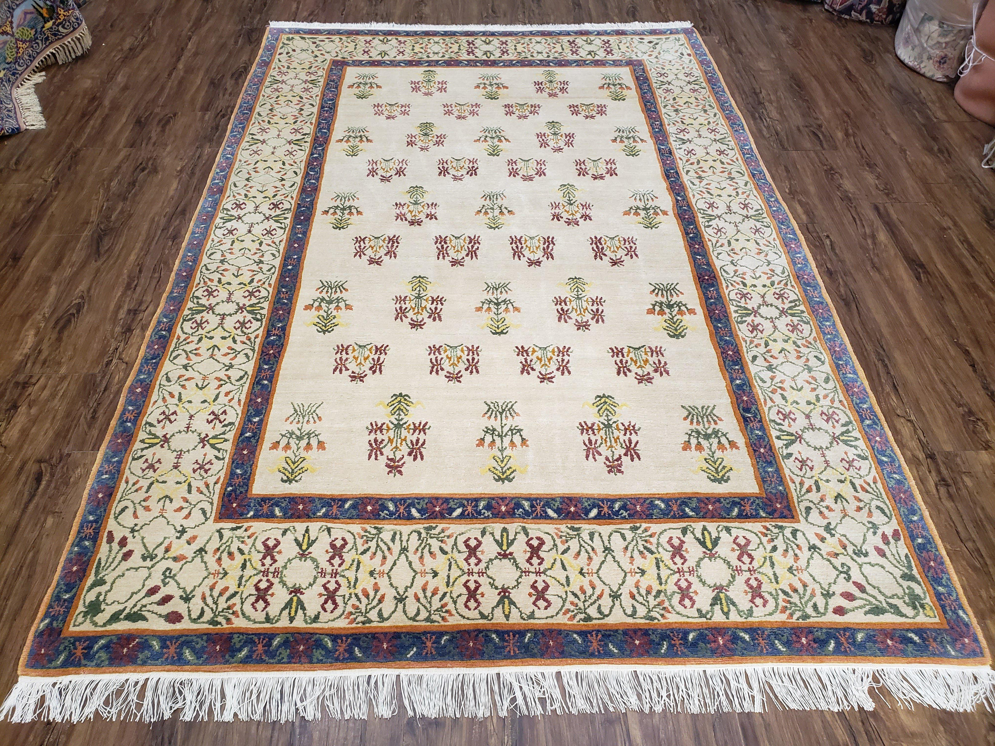 Tufenkian Rug 5.9 x 8.6, Tibetan Nepalese Rug, Hand Knotted, Soft Shiny Wool, Repeated Motifs, Contemporary Modern, Area Rug 6x9, Vintage - Jewel Rugs