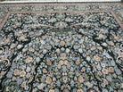 9' X 12' Vintage Handmade Pakistan Floral Wool Rug Black Detailed Nice - Jewel Rugs