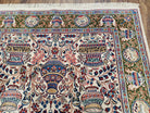 Vintage Persian Ghom Kashmar Rug, Ivory, Wool, Hand-Knotted, 4' 2" x 6' 8" - Jewel Rugs