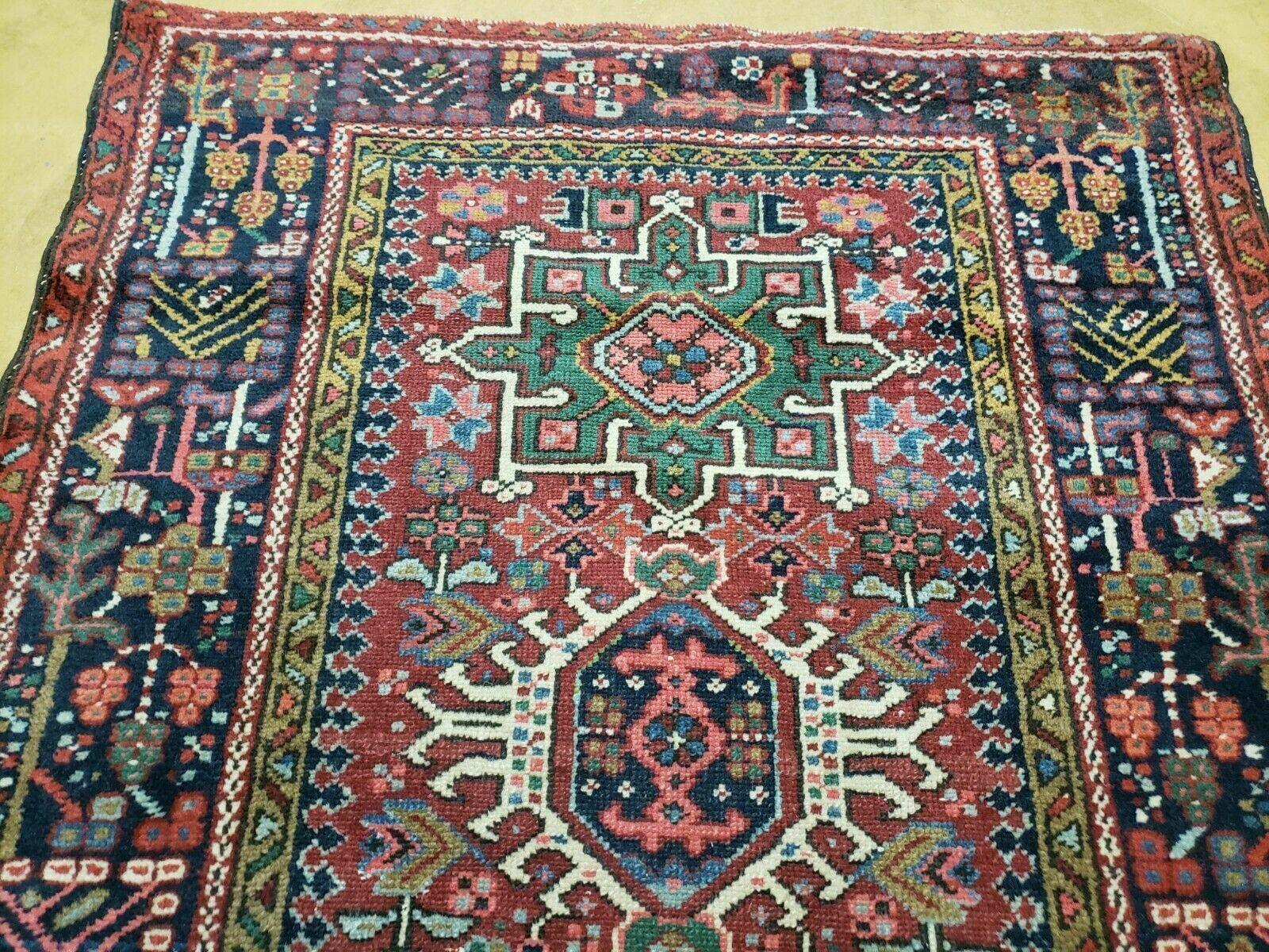 3' 3" X 4' 4" Handmade India Geometric Oriental Medallion Wool Rug Brick Color - Jewel Rugs