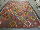 7' X10' Antique Afghan Kilim Handmade Flat Weave Wool Rug Vegy Organic Colorful - Jewel Rugs