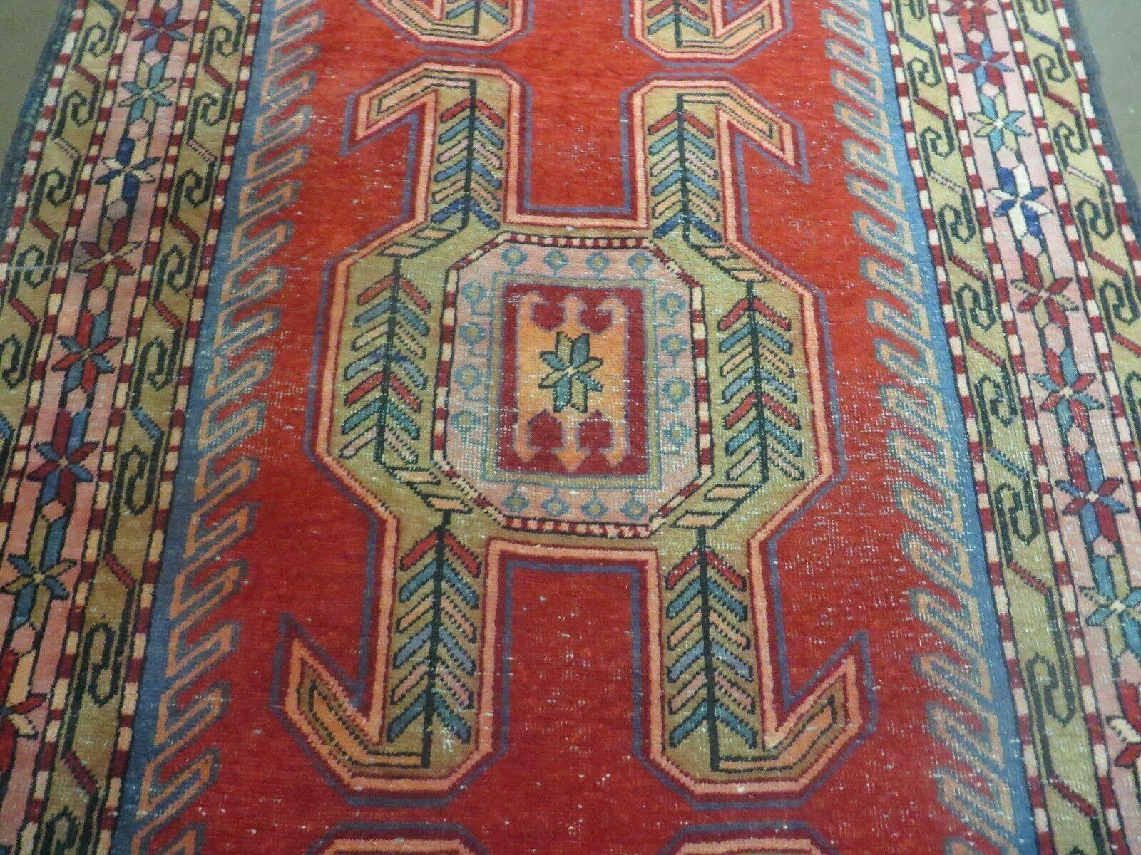 3' 8" X 10' 6" Antique Handmade Turkish Kazak Design Wool Rug Runner Carpet - Jewel Rugs