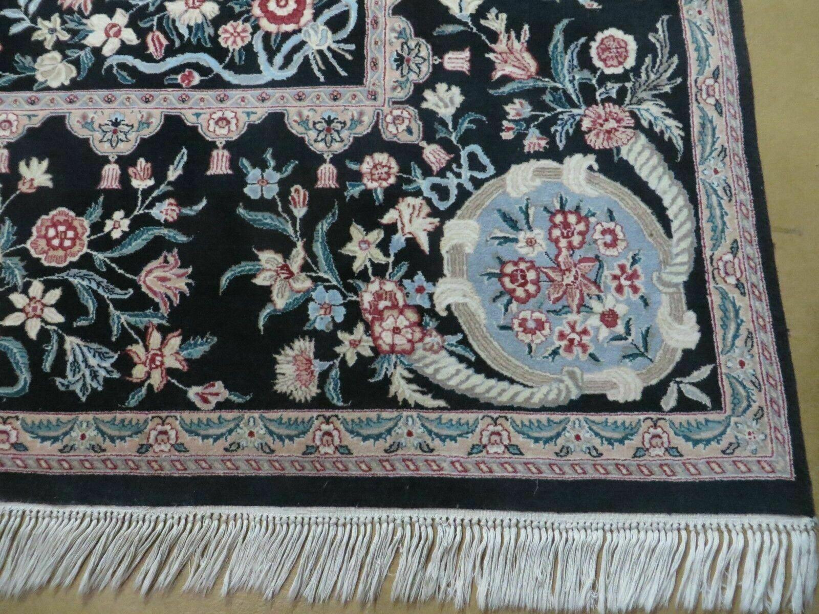 8' X10' Handmade Chinese Floral Oriental Wool Rug Carpet Flower Bouquet Black - Jewel Rugs