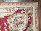 Vintage Aubusson Rug, Aubusson Savonnerie Needlepoint Area Rug 8x11, Handmade Wool Red & Ivory Chinese Aubusson European Carpet, Flat Pile - Jewel Rugs