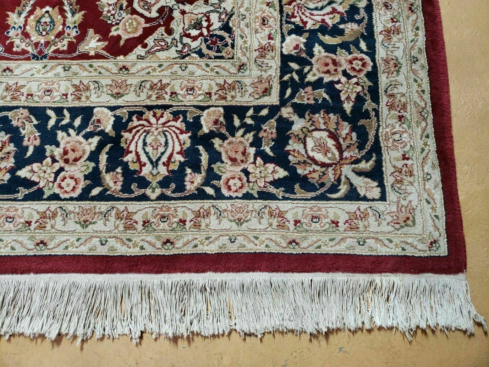 8' X 10' Vintage Handmade India Floral Wool Silk Accents Rug Organic Veg Dyes - Jewel Rugs