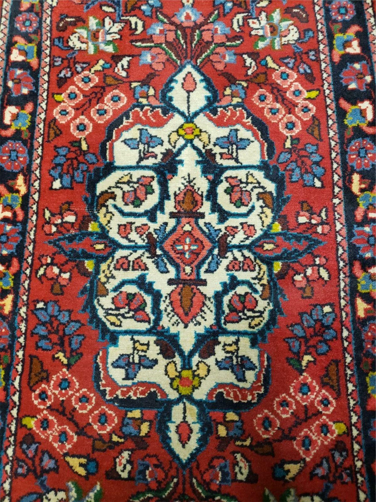 2' 5" X 4' 3" Semi Antique Handmade Wool India Floral Oriental Rug Red Nice - Jewel Rugs