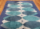 Blue Rya Rug, 1960s Mid-Century Danish Shag Rug 4'6" x 6'7", Ege Rya Modern Carpet, Cyan DeLuxe Rya Shag Rug, Vintage Area Rug 4x6, 5x7 Rug - Jewel Rugs