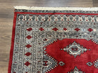 Pakistani Turkoman Rug 5x8, Turkmen Bokhara Carpet 5 x 8 ft, Red and Black, Vintage Hand Knotted Wool Area Rug, Medium Size, Bukhara Rug - Jewel Rugs