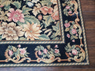 William Morris Rug 12x17 - 12x18, Flat Pile Needlepoint Carpet, Black Oversized Palace Sized Rug, Wool Hand-Woven, Large Floral Flowers Rug - Jewel Rugs