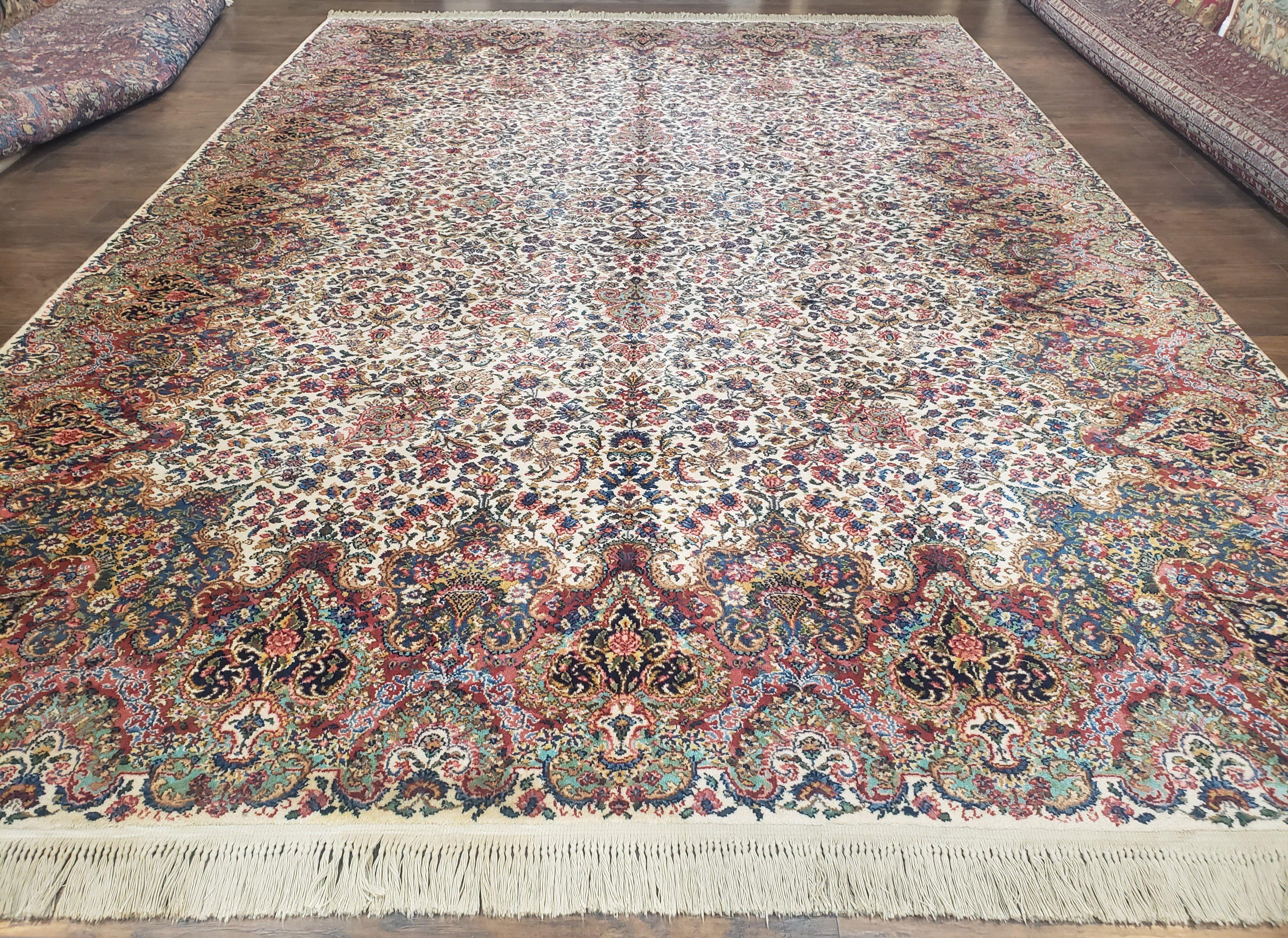 10x14 Karastan Kirman Rug, Karastan Floral Kirman 742, Wool Karastan Carpet, 10 x 14 Vintage Area Rug USA, Original Collection 700 Series - Jewel Rugs