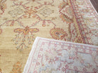 6x9 Top Quality Turkish Oushak Wool Rug Decorative Organic Dye Floral Beige Gold - Jewel Rugs