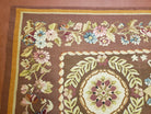 Aubusson Rug 6 x 9 Flat Weave Area Carpet European Design Flowers New Brown Rug Handmade Wool Hand-Knotted Aubusson Weave Medium Rug 6x9 - Jewel Rugs