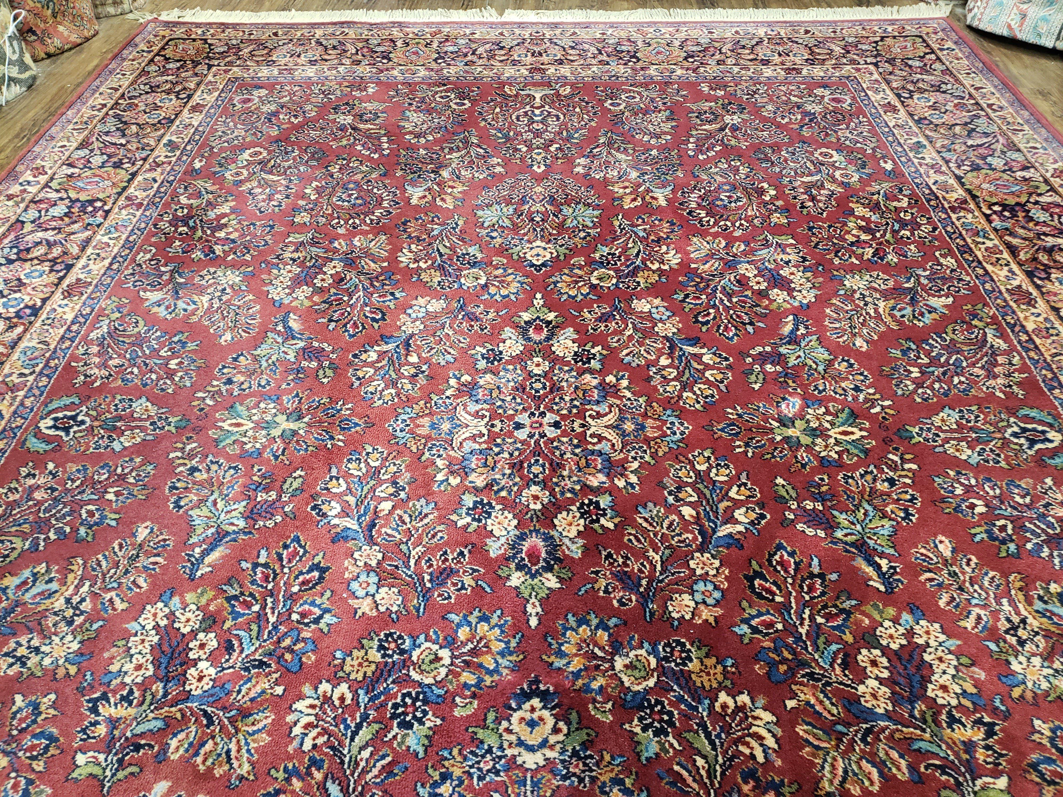 Vintage Karastan Rug Sarouk #785, Karastan 8.8 x 12 ft, Discontinued Karastan Rugs, Original 700 Series, Red Karastan Wool Carpet, Area Rug - Jewel Rugs