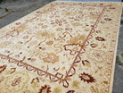 Vintage Oushak Area Rug, Hand-Knotted, Wool, Cream Beige Maroon, 10x15 Rug, 10x14 Rug, Large Oriental Carpet - Jewel Rugs