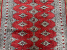 Pakistani Turkoman Rug 5x8, Turkmen Bokhara Carpet 5 x 8 ft, Red and Black, Vintage Hand Knotted Wool Area Rug, Medium Size, Bukhara Rug - Jewel Rugs