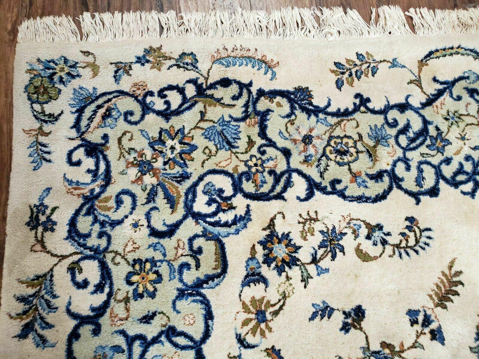 8' X 10' Semi Antique Handmade India Floral Lamb Wool Rug Carpet Ivory/ Beige - Jewel Rugs