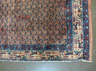 Persian Runner Rug 3.7 x 11, Persian Seraband Saraband Rug, Mir Pattern, Repeated Paisley Boteh, Red Beige and Blue, Hand Knotted Vintage Antique Wool Oriental Runner 11ft - Jewel Rugs