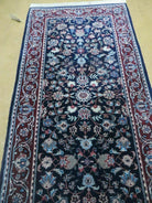 2' 7" X 8' Vintage Handmade Indian Agra Wool Blue Runner Oriental Rug Nice - Jewel Rugs