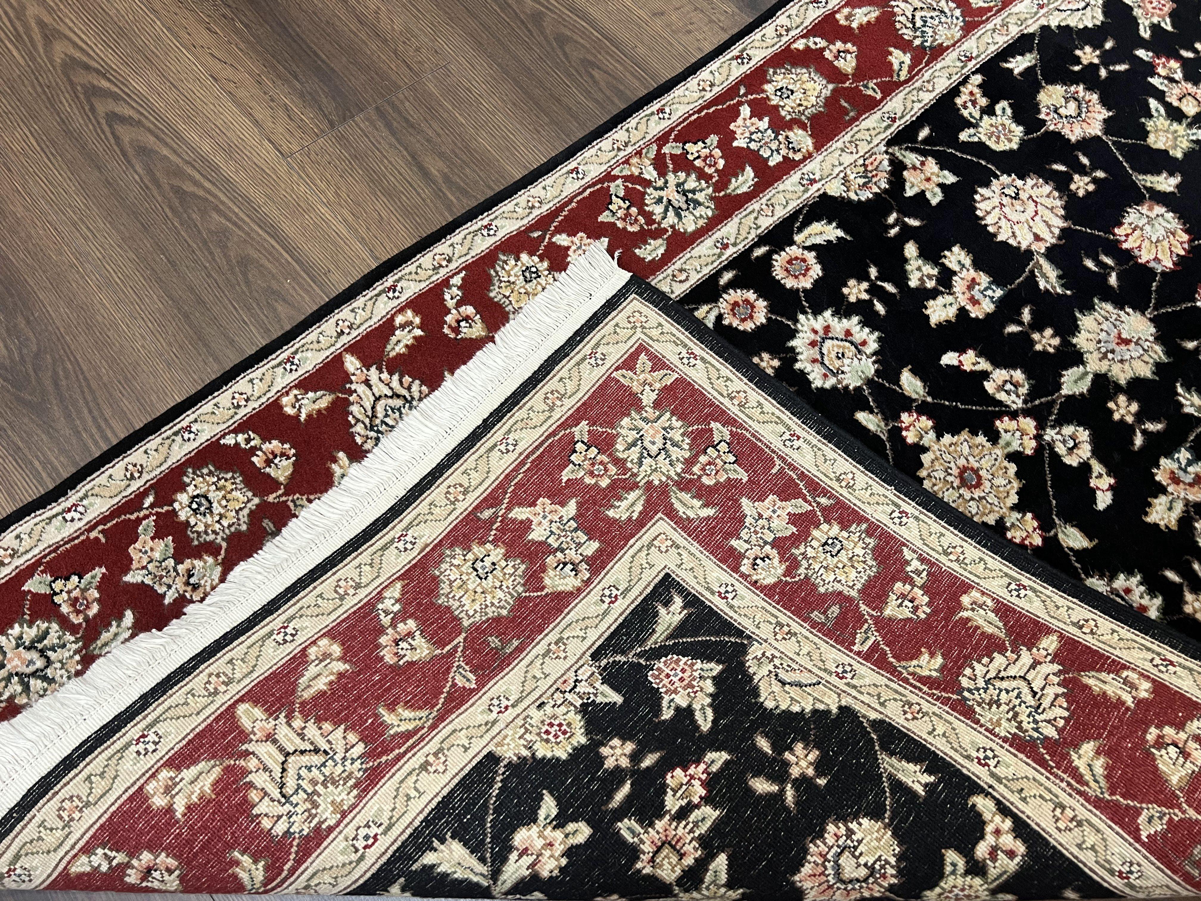 Pak Persian Rug 3x5, Black and Red, Floral Allover, Vintage Hand Knotted Wool Oriental Carpet, Pakistani Rug, Small Handmade Area Rug 3 x 5 - Jewel Rugs