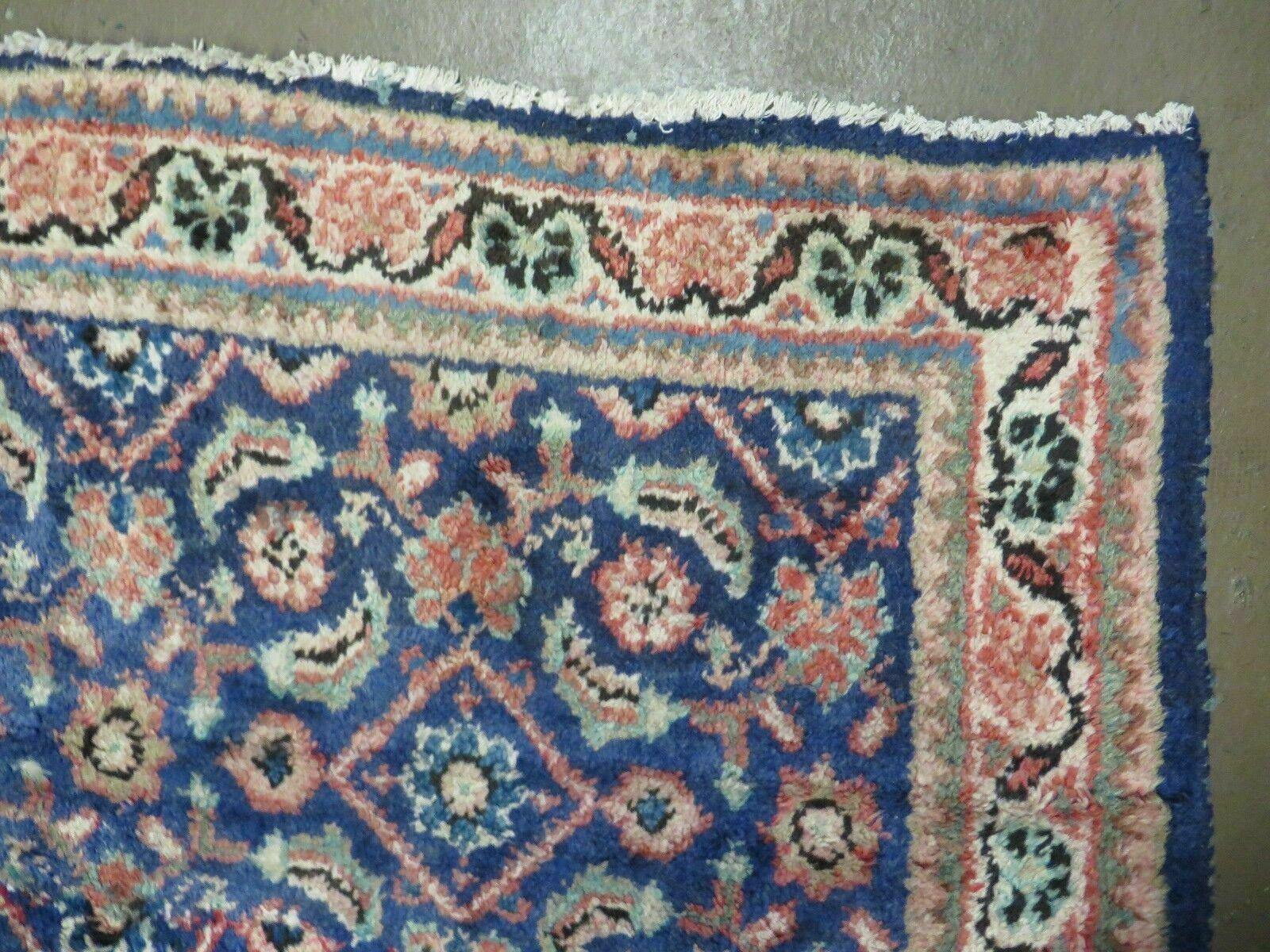 4' X 6' Antique Handmade India Floral Oriental Allover Wool Rug Blue Nice - Jewel Rugs